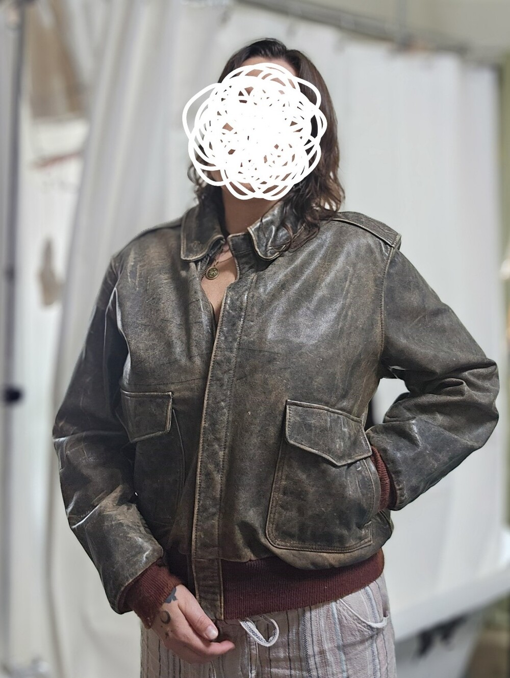 Banana Republic Distressed Vintage Brown Leather Bomber Jacket